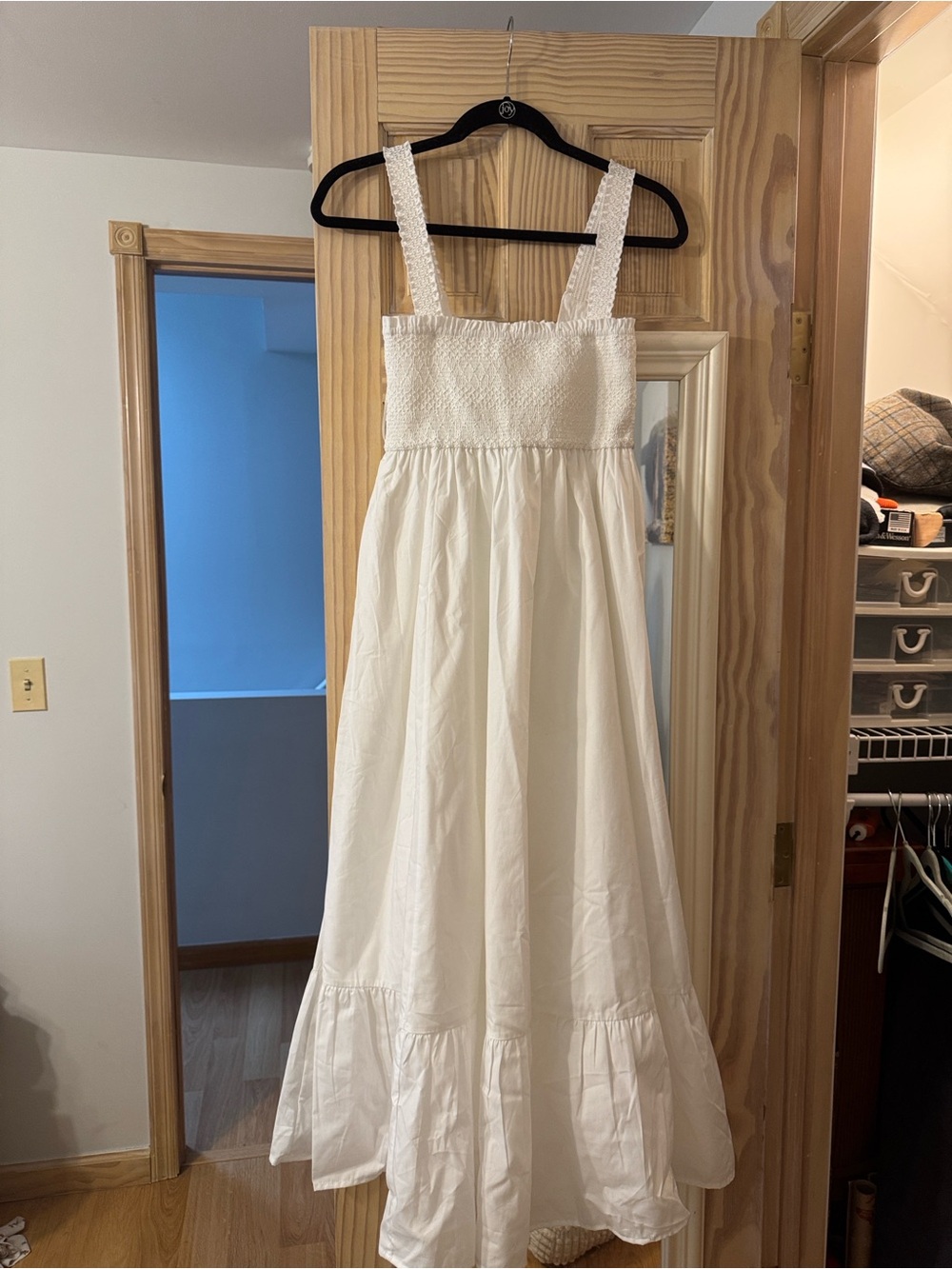 Abercrombie & Fitch Cream Maxi Sundress with Smocked Bodice